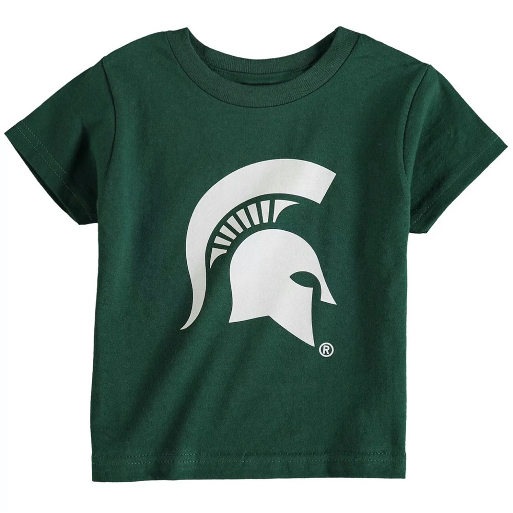 Green and White Spartan Graphic Tee Short Sleeve